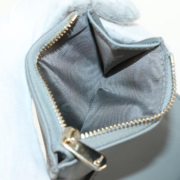 Christian Dior Bifold Wallet Leather Light Blue Gold Auth am9571M