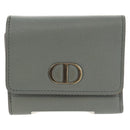 Christian Dior Bifold Wallet Leather Light Blue Gold Auth am9571M-13