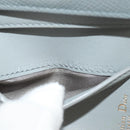 Christian Dior Bifold Wallet Leather Light Blue Gold Auth am9571M-12