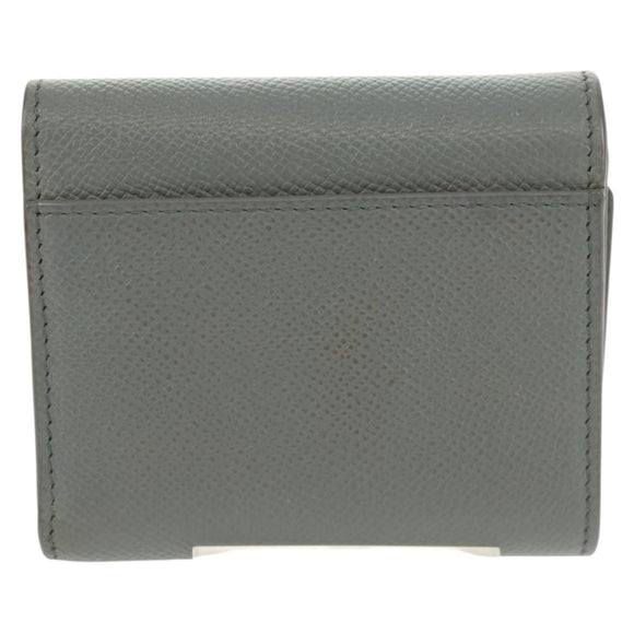 Christian Dior Bifold Wallet Leather Light Blue Gold Auth am9571M