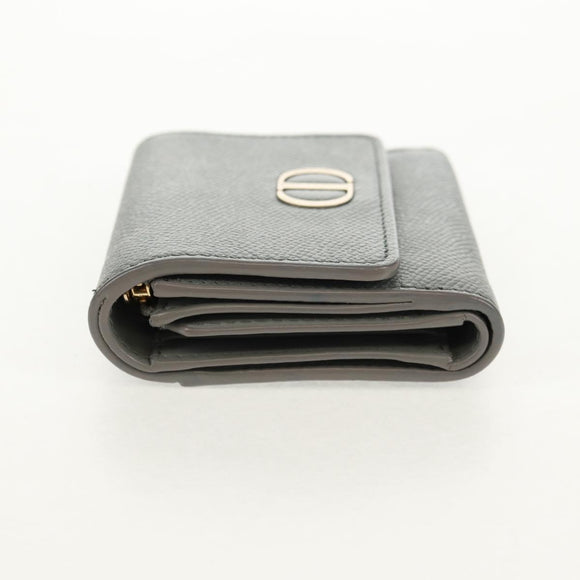 Christian Dior Bifold Wallet Leather Light Blue Gold Auth am9571M