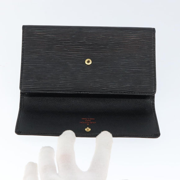 LOUIS VUITTON Epi Porte Tresor Long Wallet Black M63382 LV Auth am9575
