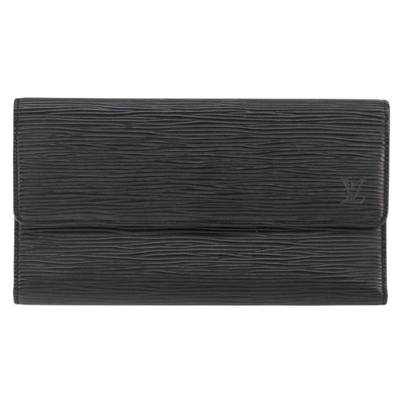 LOUIS VUITTON Epi Porte Tresor Long Wallet Black M63382 LV Auth am9575