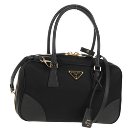 PRADA Hand Bag Nylon 2way Black Gold 1BB115 Auth am9579SM