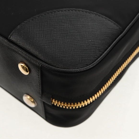 PRADA Hand Bag Nylon 2way Black Gold 1BB115 Auth am9579SM