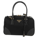 PRADA Hand Bag Nylon 2way Black Gold 1BB115 Auth am9579SM-13