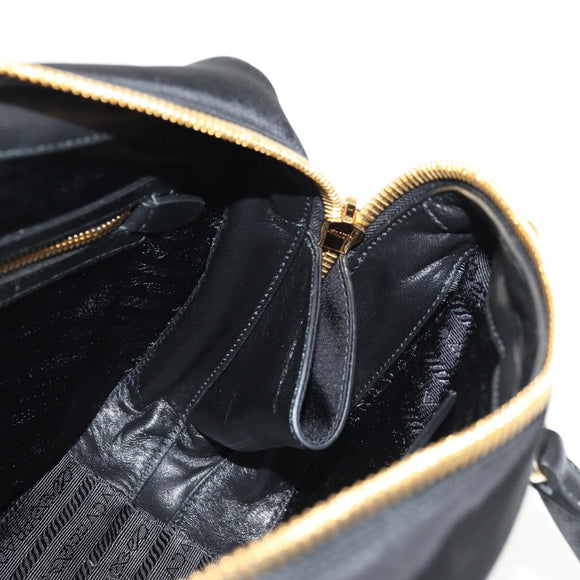 PRADA Hand Bag Nylon 2way Black Gold 1BB115 Auth am9579SM