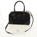 PRADA Hand Bag Nylon 2way Black Gold 1BB115 Auth am9579SM-12