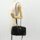 PRADA Hand Bag Nylon 2way Black Gold 1BB115 Auth am9579SM-29