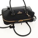 PRADA Hand Bag Nylon 2way Black Gold 1BB115 Auth am9579SM-6