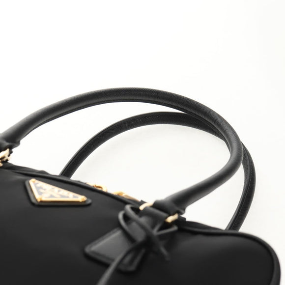 PRADA Hand Bag Nylon 2way Black Gold 1BB115 Auth am9579SM