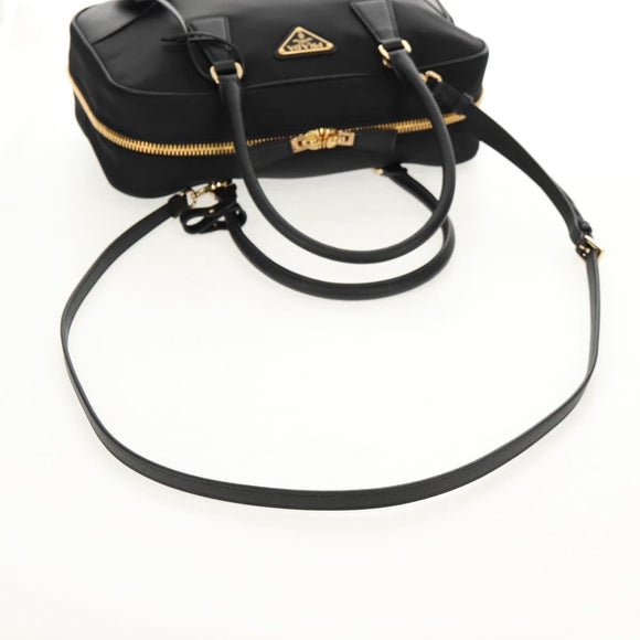 PRADA Hand Bag Nylon 2way Black Gold 1BB115 Auth am9579SM