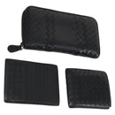 BOTTEGA VENETA INTRECCIATO Wallet Leather 3 Set Black Auth am9581-1
