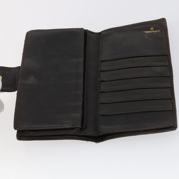 CHANEL Wallet Leather 3 Set Black CC Auth am9582