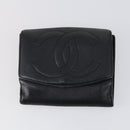 CHANEL Wallet Leather 3 Set Black CC Auth am9582-16