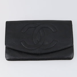 CHANEL Wallet Leather 3 Set Black CC Auth am9582 - 0