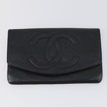 CHANEL Wallet Leather 3 Set Black CC Auth am9582 - 0