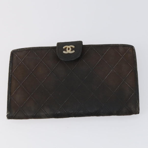 CHANEL Wallet Leather 3 Set Black CC Auth am9582
