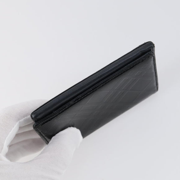 BURBERRY Nova Check Card Case Wallet Leather 2 Set Black Auth am9583