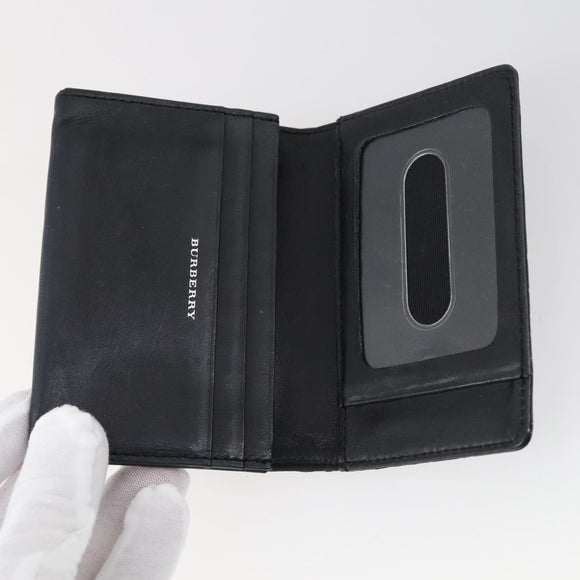 BURBERRY Nova Check Card Case Wallet Leather 2 Set Black Auth am9583