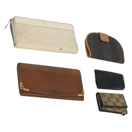 GOYARD Gucci Cartier Fendi Micro GG Canvas Leather 5 Set Black Beige Auth am9585