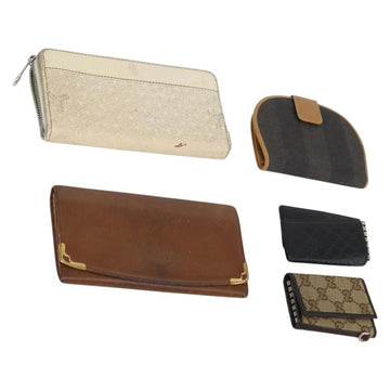 GOYARD Gucci Cartier Fendi Micro GG Canvas Leather 5 Set Black Beige Auth am9585