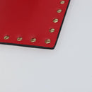 VALENTINO Studs Clutch Bag Leather Pink Gold Auth am9589-15