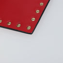 VALENTINO Studs Clutch Bag Leather Pink Gold Auth am9589-16