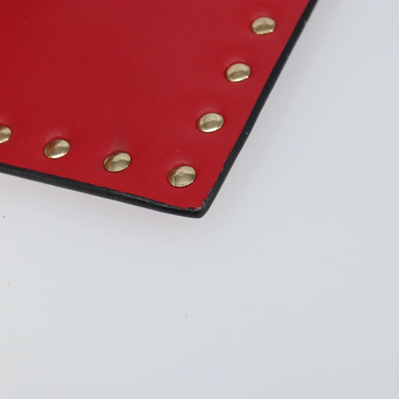 VALENTINO Studs Clutch Bag Leather Pink Gold Auth am9589