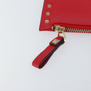 VALENTINO Studs Clutch Bag Leather Pink Gold Auth am9589-9