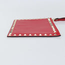 VALENTINO Studs Clutch Bag Leather Pink Gold Auth am9589-3