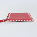 VALENTINO Studs Clutch Bag Leather Pink Gold Auth am9589-4