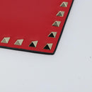 VALENTINO Studs Clutch Bag Leather Pink Gold Auth am9589-7