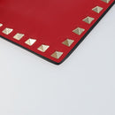 VALENTINO Studs Clutch Bag Leather Pink Gold Auth am9589-14