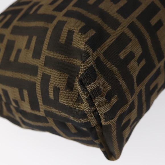 FENDI Zucca Canvas Pouch Black Brown Auth am9590