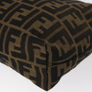 FENDI Zucca Canvas Pouch Black Brown Auth am9590-16