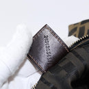 FENDI Zucca Canvas Pouch Black Brown Auth am9590-12