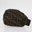 FENDI Zucca Canvas Pouch Black Brown Auth am9590-3