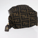 FENDI Zucca Canvas Pouch Black Brown Auth am9590-4