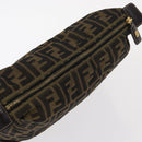 FENDI Zucca Canvas Pouch Black Brown Auth am9590-5