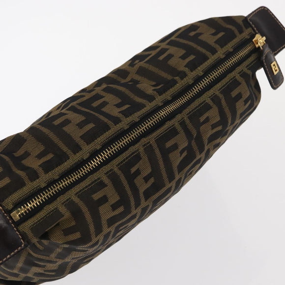 FENDI Zucca Canvas Pouch Black Brown Auth am9590