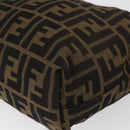 FENDI Zucca Canvas Pouch Black Brown Auth am9590-14