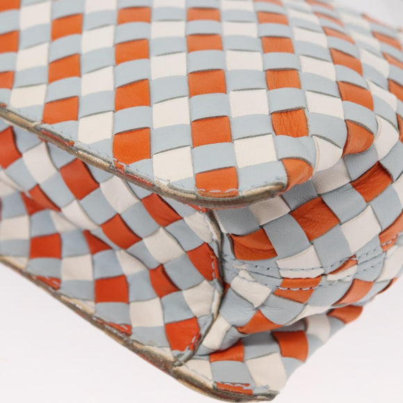 BOTTEGA VENETA INTRECCIATO Shoulder Bag Leather Light Blue Gold Auth am9591