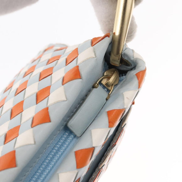 BOTTEGA VENETA INTRECCIATO Shoulder Bag Leather Light Blue Gold Auth am9591