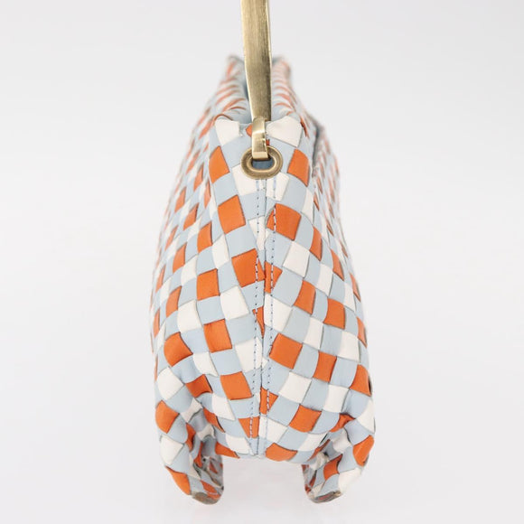 BOTTEGA VENETA INTRECCIATO Shoulder Bag Leather Light Blue Gold Auth am9591