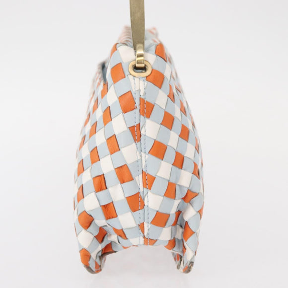 BOTTEGA VENETA INTRECCIATO Shoulder Bag Leather Light Blue Gold Auth am9591