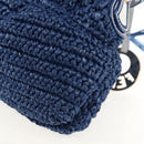 FENDI Hand Bag Straw Blue Gold Auth am9592V-17