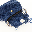 FENDI Hand Bag Straw Blue Gold Auth am9592V-20