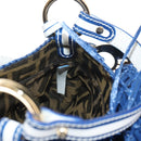 FENDI Hand Bag Straw Blue Gold Auth am9592V-22