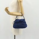 FENDI Hand Bag Straw Blue Gold Auth am9592V-24